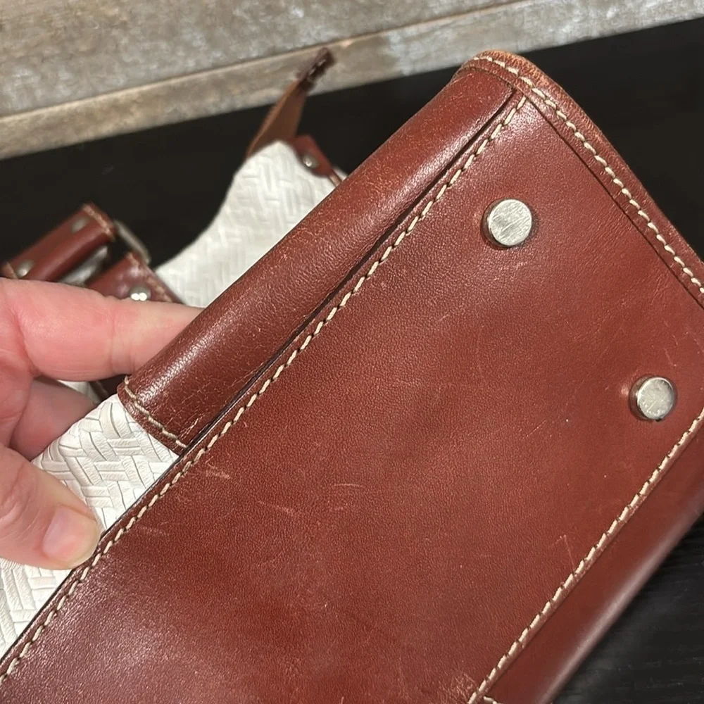 CLAUDIA Firenze genuine leather white and brown made in Italy shoulder bag